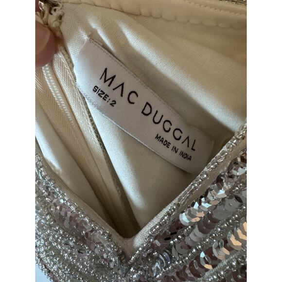 Mac Duggal Sequin Beaded A-Line Gown 5372 Nude Silver #S1156 $398 Sz 2 NWT READ - Picture 4 of 16